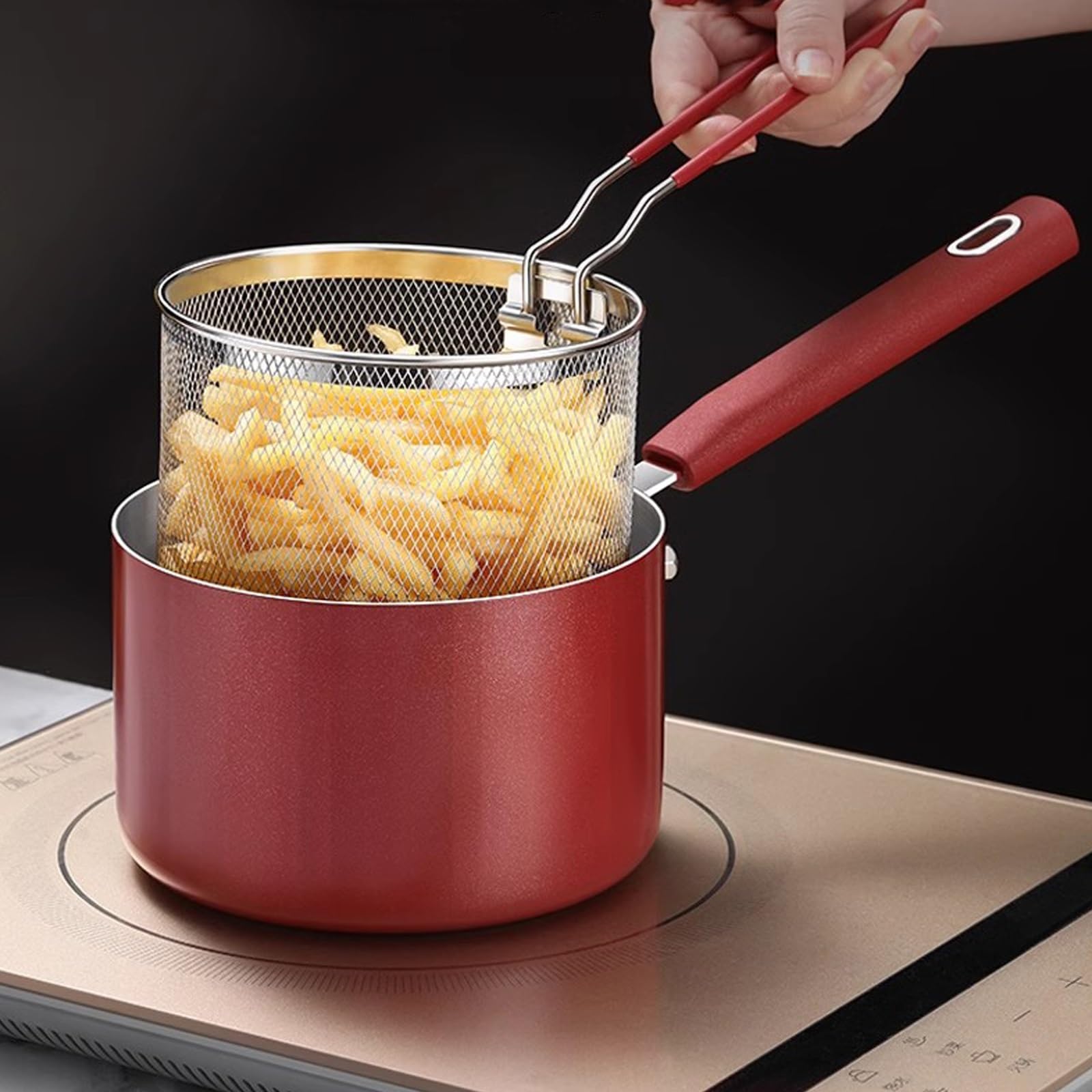 Freidora de acero inoxidable para cenas familiares de patatas fritas