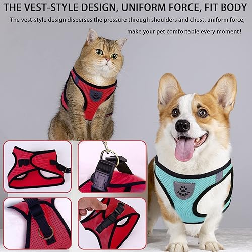 Miniatura 2 de VVABELLI - Juego de 4 piezas de arnés y correa para perro, arnés ajustable con malla suave transpirable y hebilla de liberación rápida, arnés para