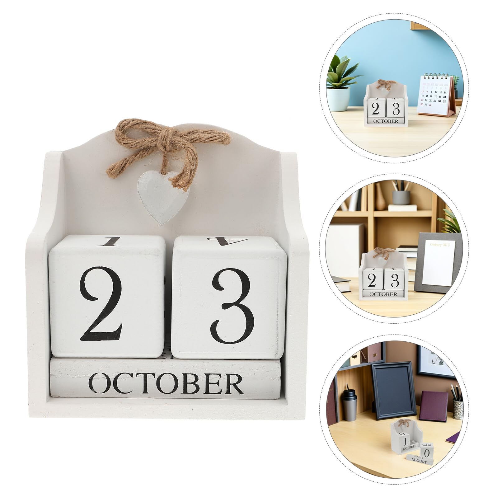 2pezzi Calendario Riutilizzabile in Legno Vintage Calendario da Tavolo in Legno Data e Mese Annuale per Casa e Ufficio Accessori per Fotografia