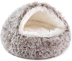 NOYAL Lit de chien en peluche à capuche ronde Cave de chat Donut Anti Anxiété Fluffy lit de chien pour petit chien moyen et chat