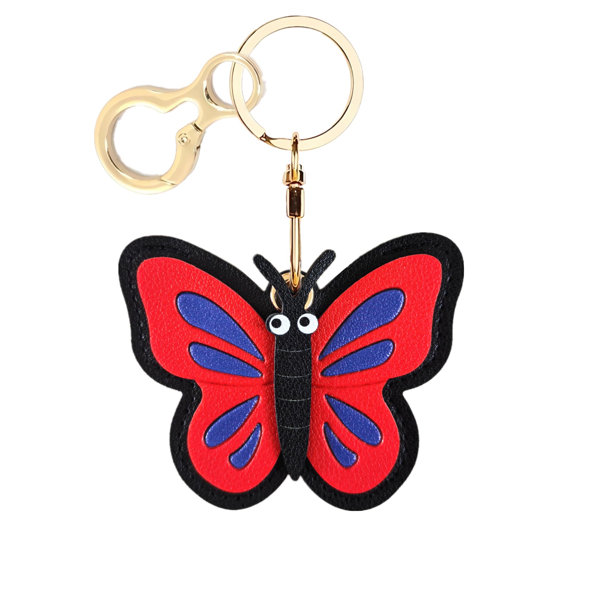 Photo 1 of BORKUANA Leather Keychain Holder Case Compatible with AirTag,Cute Protective Air Tag Cover with Keyring,Anti-Scratch Finder GPS Tracker Case for Wallet Keys,bag,pets(Butterfly)
