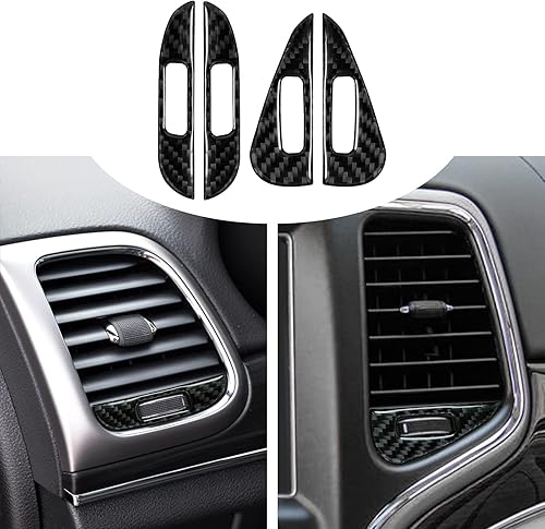 SUNBREATH Adhesivo de panel de ajuste de salida de aire acondicionado de fibra de carbono real compatible con Jeep Grand Cherokee 2021 2020 2019