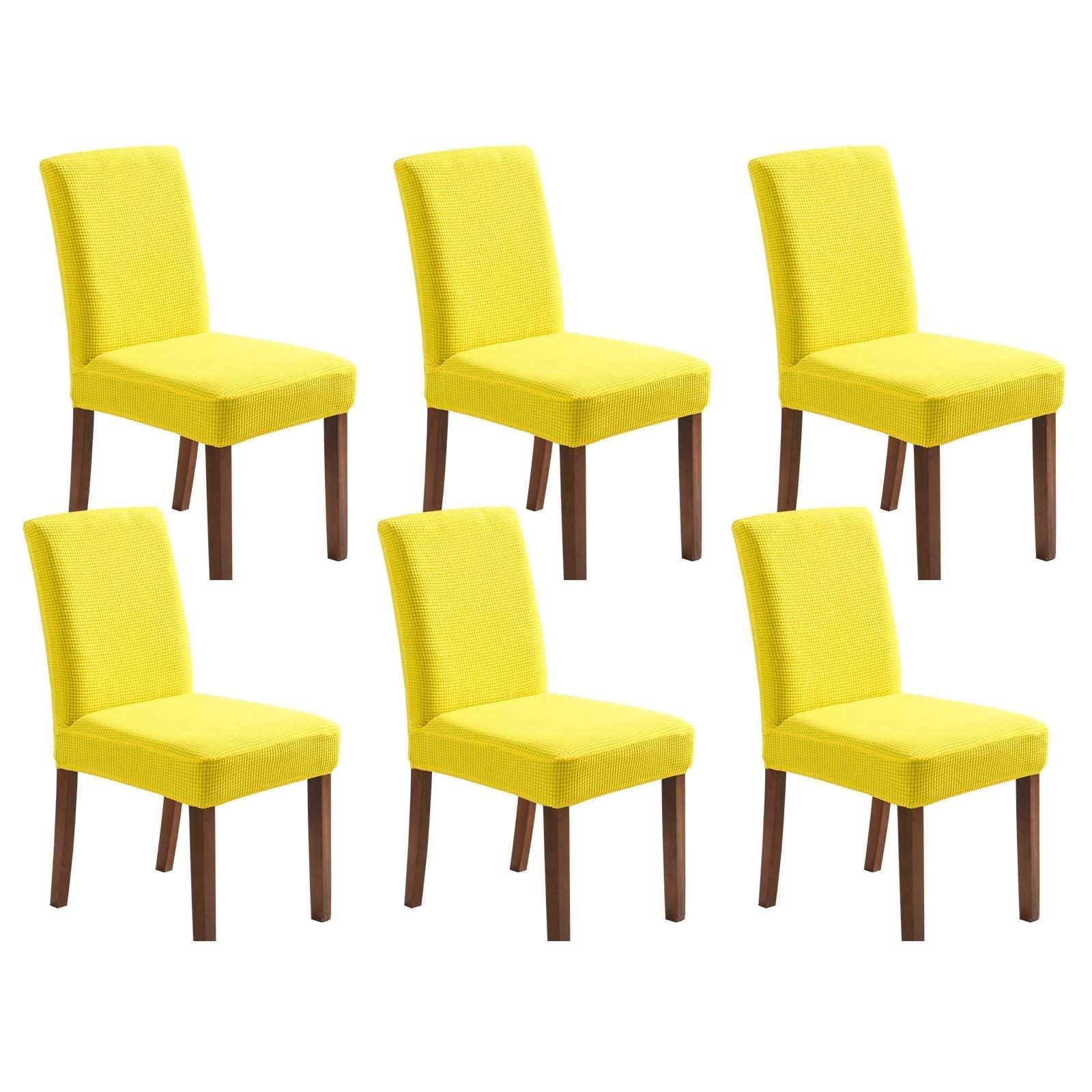 Housse de chaises lavable et extensible motif de gaufre KnSam jaune vif