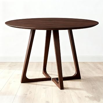 Mid Century Modern Dining Table,Round Solid Wood Kitchen & Dining Room Tables,Rustic Pedestal Table Small Leisure Coffee Table for Home Dining Room Living Room(Brown,60 * 60 * 60cm)