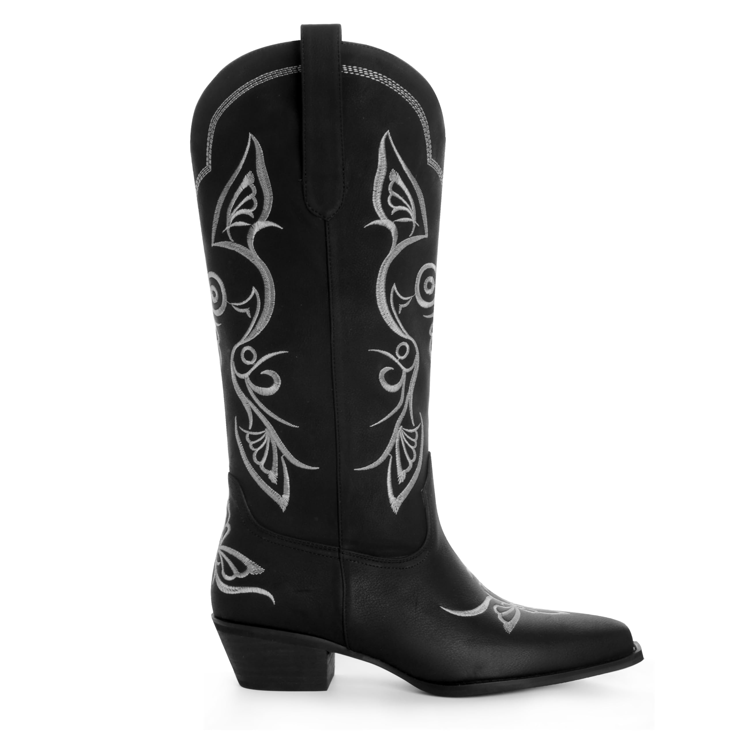 ANN CREEK Cowboy Boots For Women Knee High Womens Western Cowgirl Boots Embroidered Pull-on Pointed Toe Fashion Low
