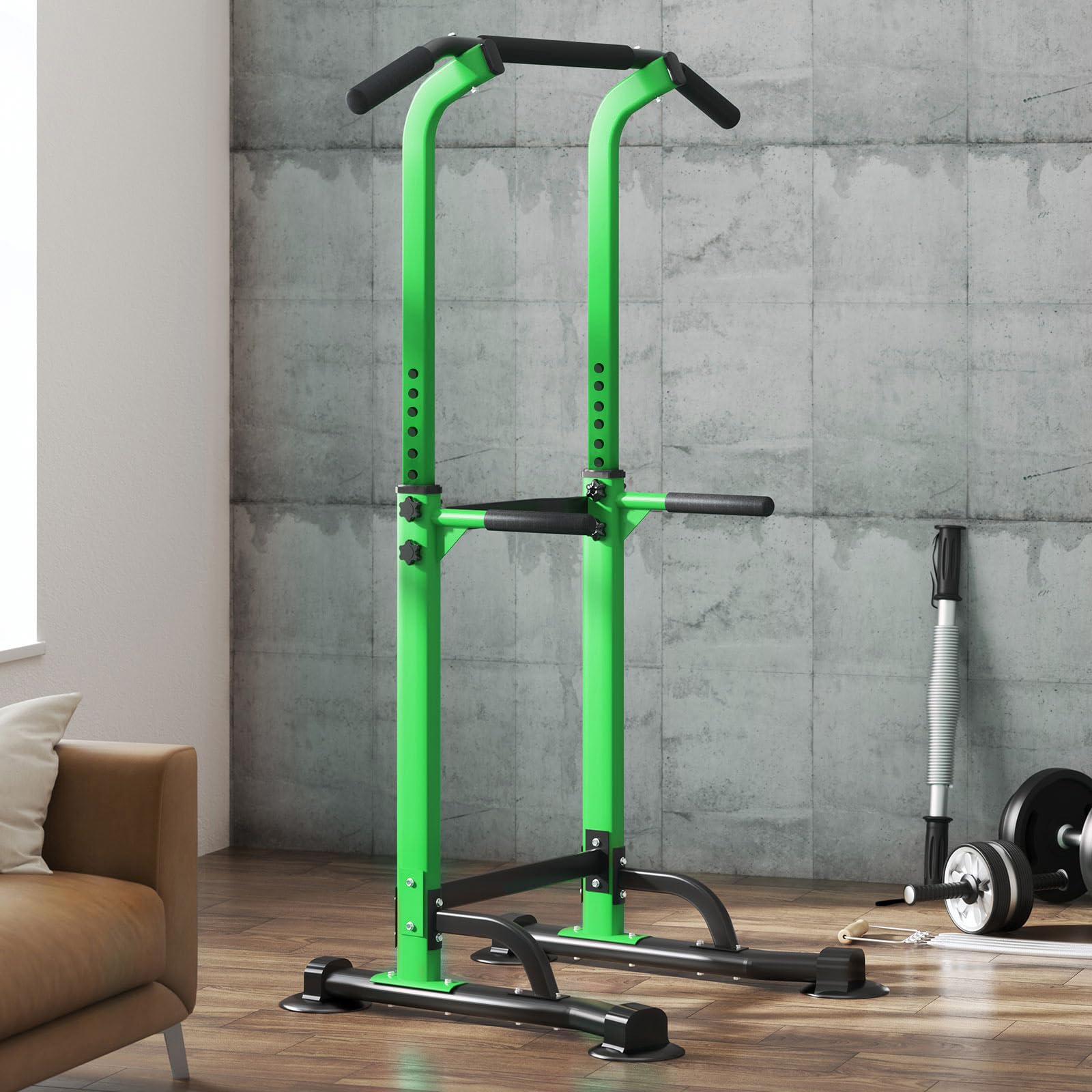 SogesPower Torre de Potencia, Power Tower, con Barra de Dominadas para Gimnasio en Casa, con Altura Ajustable, Equipo de Entrenamiento de Fuerza