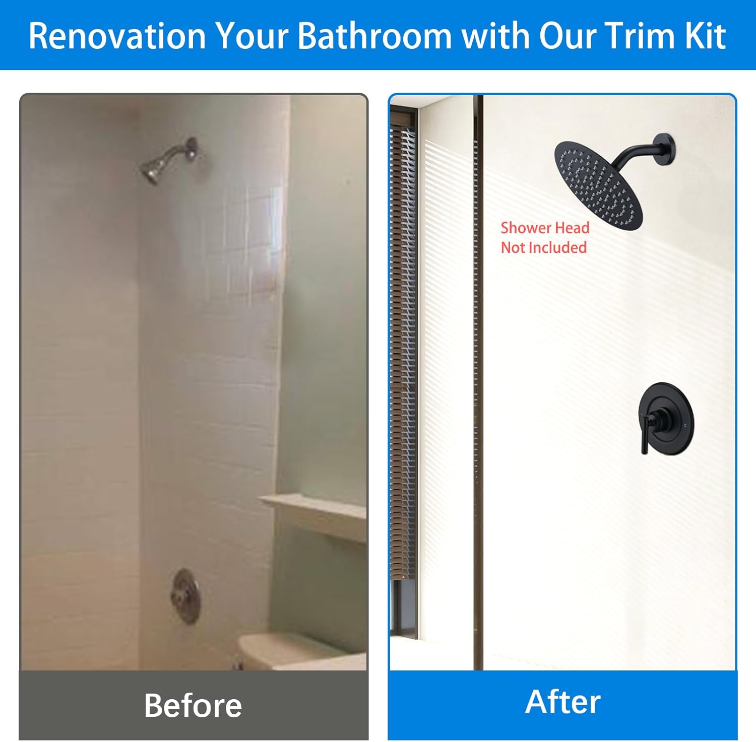 Replacement for Moen Shower Faucet Trim Kit, Shower Arm, Shower Handle (Valve& Catridge Not Inclued), Matte Black
