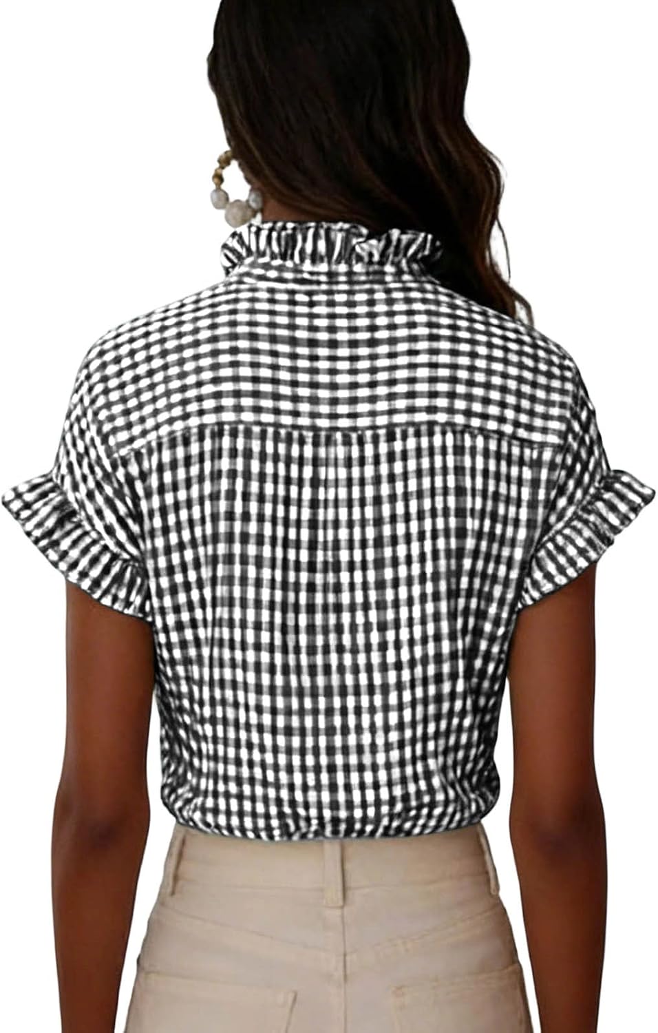 Y2k Tops for Women Ruffle Trim Casual Fashion Shirts Work Office Business Button Ruched Blouses Tees