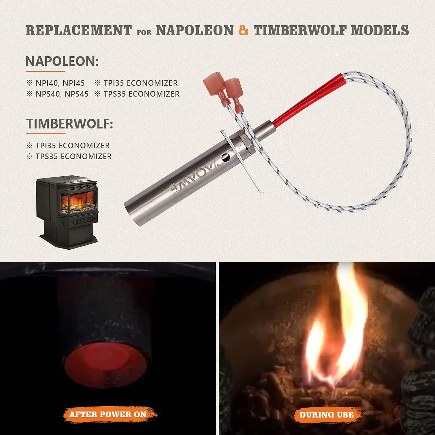 Pellet Stove Igniter W010-1949 for Napoleon & TimberWolf Stoves, 275W 120V