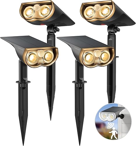 Miniatura 1 de Linkind Luces solares para exteriores, sensor de movimiento, luces solares para exteriores, 3 modos IP67 impermeables, sensor de movimiento LED del