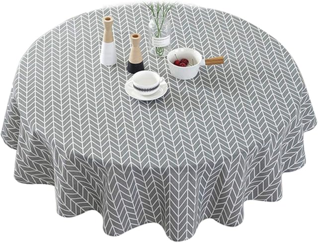 Table Cloth Round,Dining Table Cloth Modern Cotton Blended Linen Simple Tablecloths Nordic Style Table Covers for Home(size:120cm(Grey))