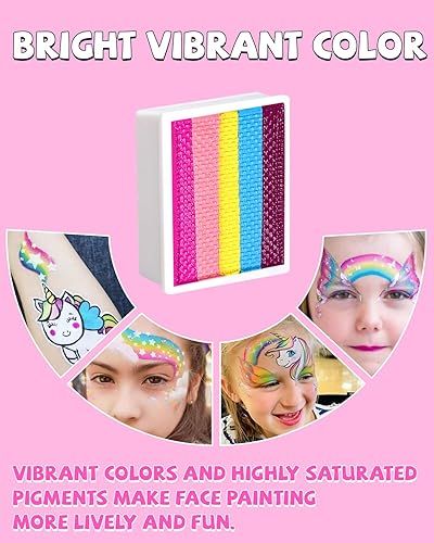 Miniatura 4 de Anka Bella Pintura facial de pastel dividida activada por agua, de 2.12 oz, kit profesional lavable no tóxico para niños y adultos, regalo para