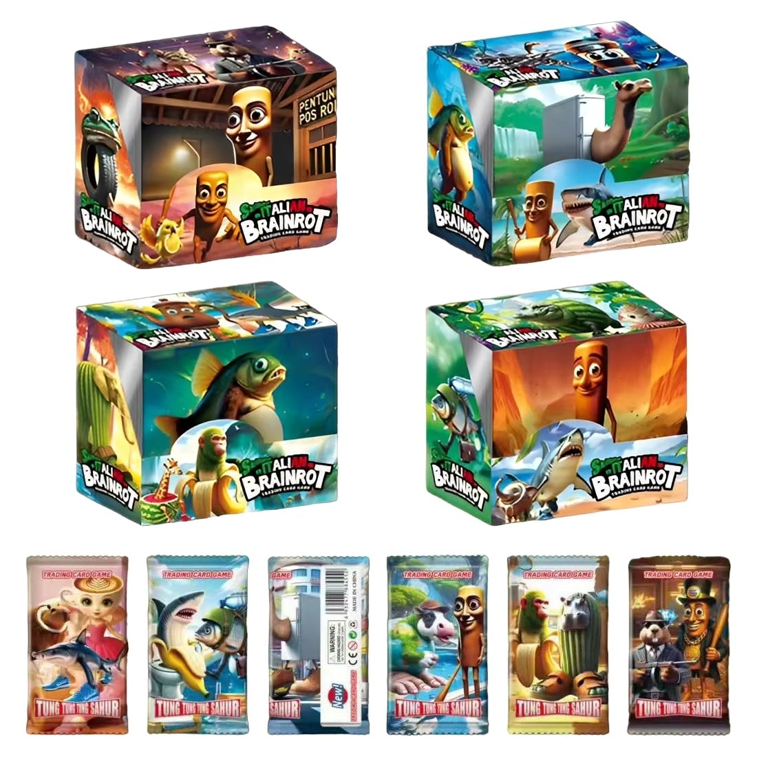 Caja De 288 Sobres De Cartas Italian Brainrot TCG – Colección De Memes Y Cultura Pop Italiana, 8 Cartas Por Sobre