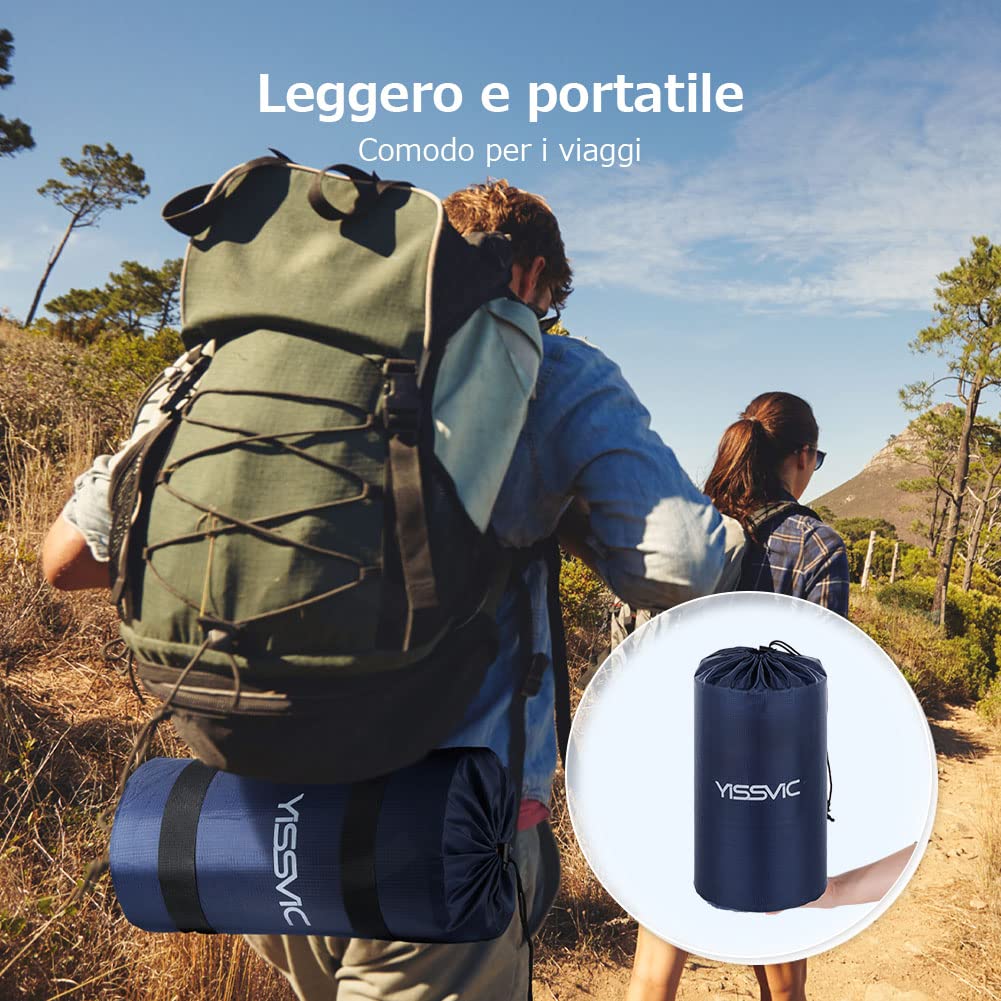 YISSVIC Materassino Campeggio per 2 Persone Gonfiabile Autogonfiabile con Cuscino Versione più Spessa Campeggio Resistente all'Acqua per Trekking Blu