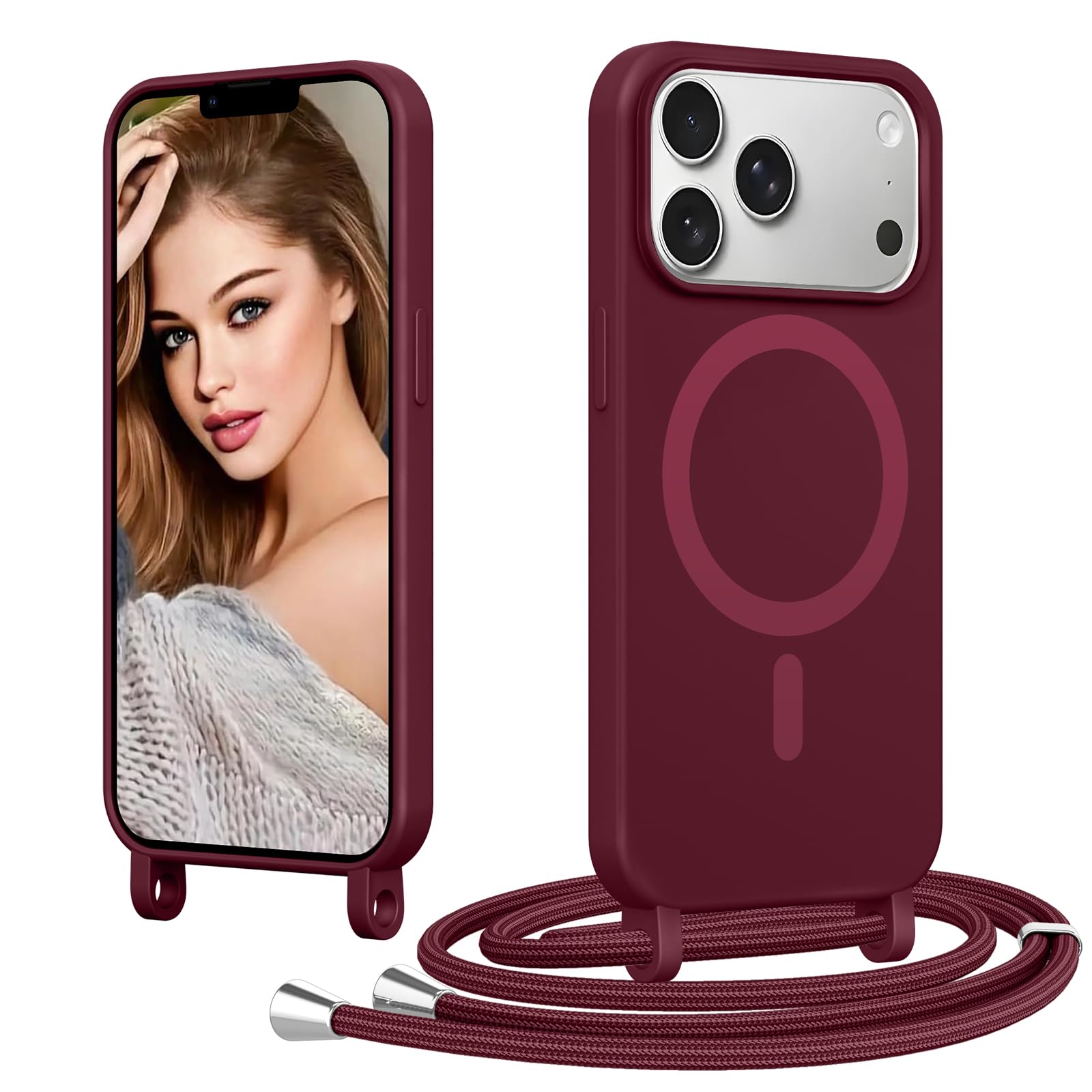 Coiwxmoi Magnetische beschermhoes voor iPhone 17 met koord