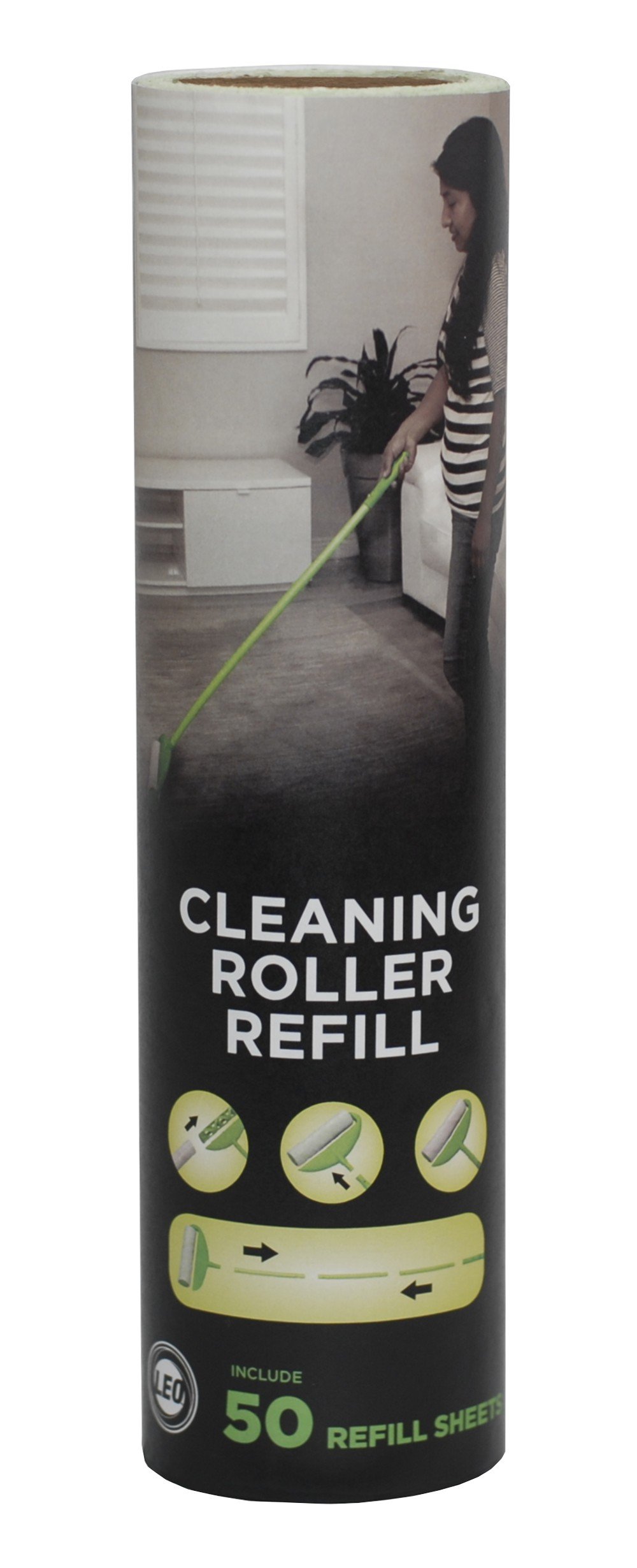 LeoMegaClean 10-Inch Wide Lint Roller Refills - 1 Rolls 50 Ultra-Wide Sheets for Lint Removers Household Cleaning Easily Remove Pet Hair Dust and Debris from Floors Carpets and Furniture