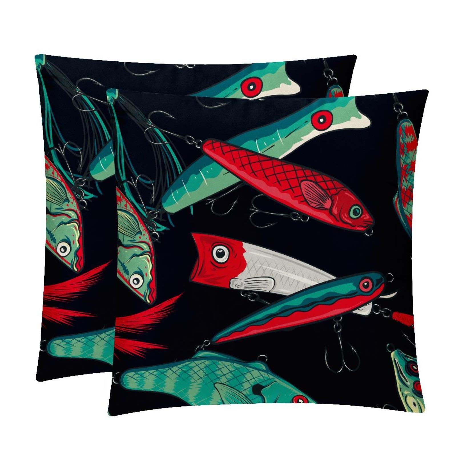 TDGKPZ Cartoon Fish Throw Pillow Covers 2 Pack Pillowcases Soft Cozy Pillow Cases For Couch Bed Sofa 40x40cm