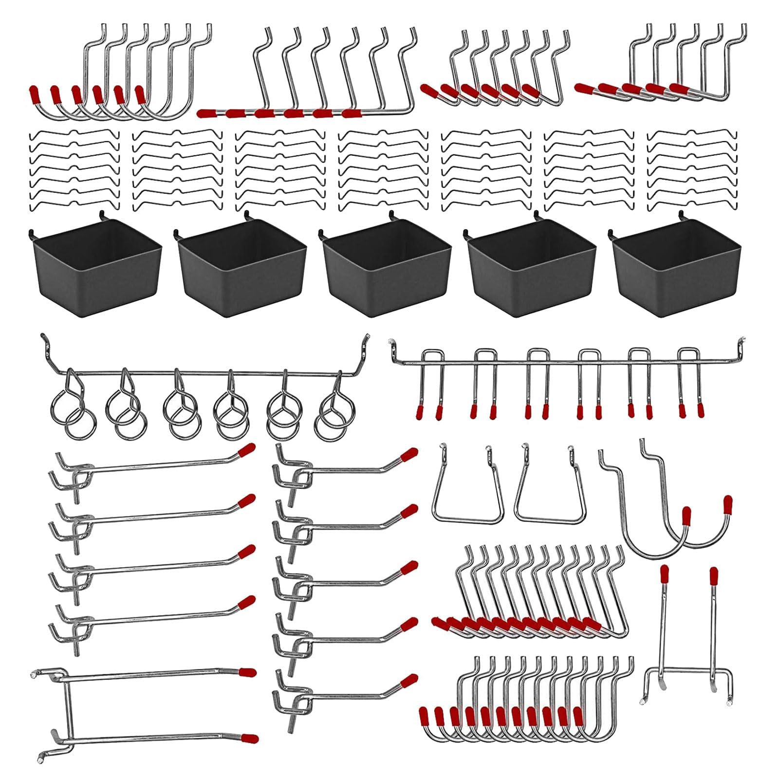 Kalttoy Multipurpose 114pcs Sturdy Metal Pegboard Hook Assortment with Storage Bins Accessory for Home and Garage Organization Home Improvement Organizers
