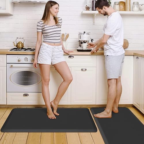 Miniatura 56 de HappyTrends Tapete de cocina [2 piezas] acolchado, cómodo, antifatiga, impermeable, antideslizante, tapete de espuma ergonómica gruesa y perfecta