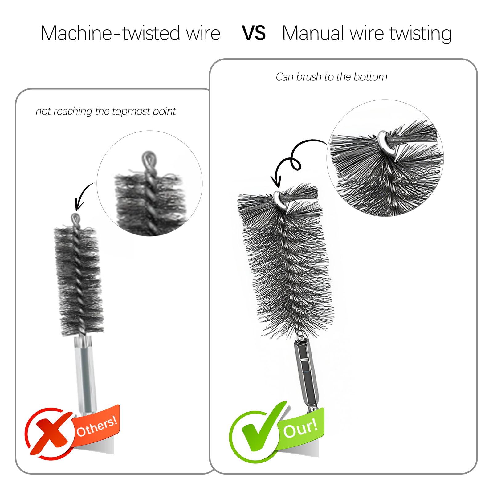 Stainless Steel Wire Bore Brushes - 20 Pack for Drill -5