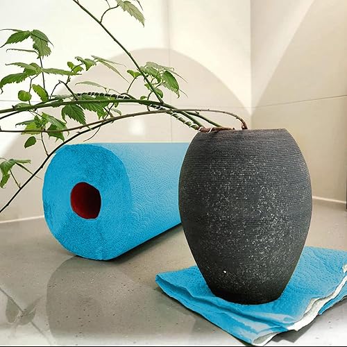 Miniatura 2 de Renova Paquete de toallas de papel azul, 1 rollo, 120 hojas, 2 capas, certificado FSC, sostenible y absorbente