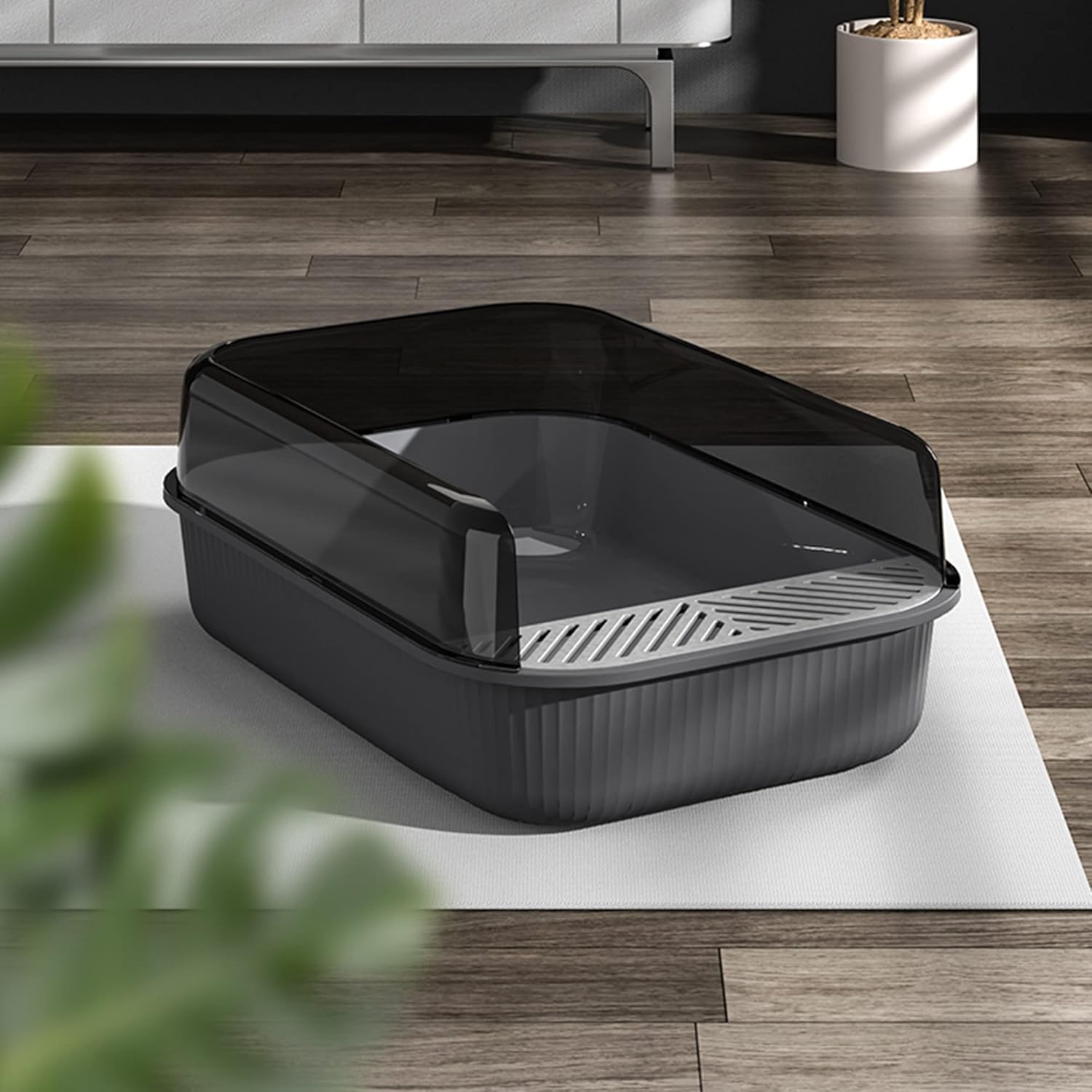 Belvie Pets Cat Litter Tray, high Sided with Free Scoop 51x35x19cm (Grey) Pet