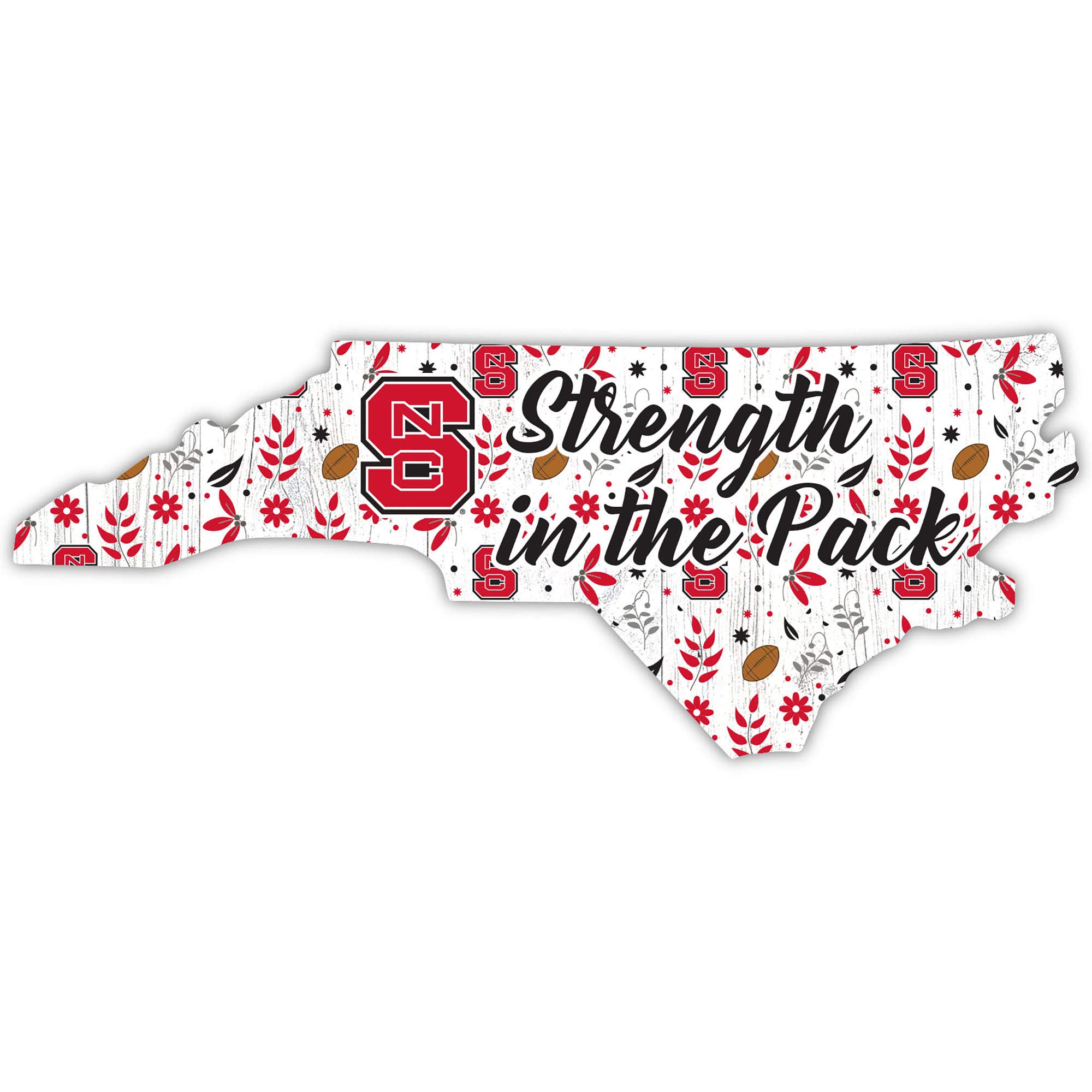 NCAA North Carolina State Wolfpack Unisex NC State University Floral State Sign, Team Color, 12 inch