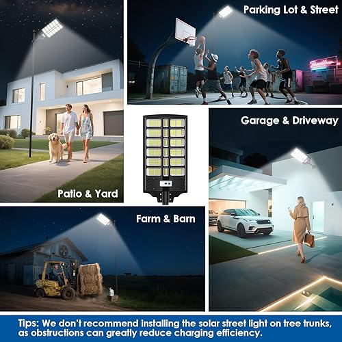 Miniatura 5 de 9000W Solar Street Lights, Solar Lights Outdoor IP67 Waterproof with Motion Sensor, Solar Parking Lot Lights Commercial Dusk to Dawn, 7000K LED