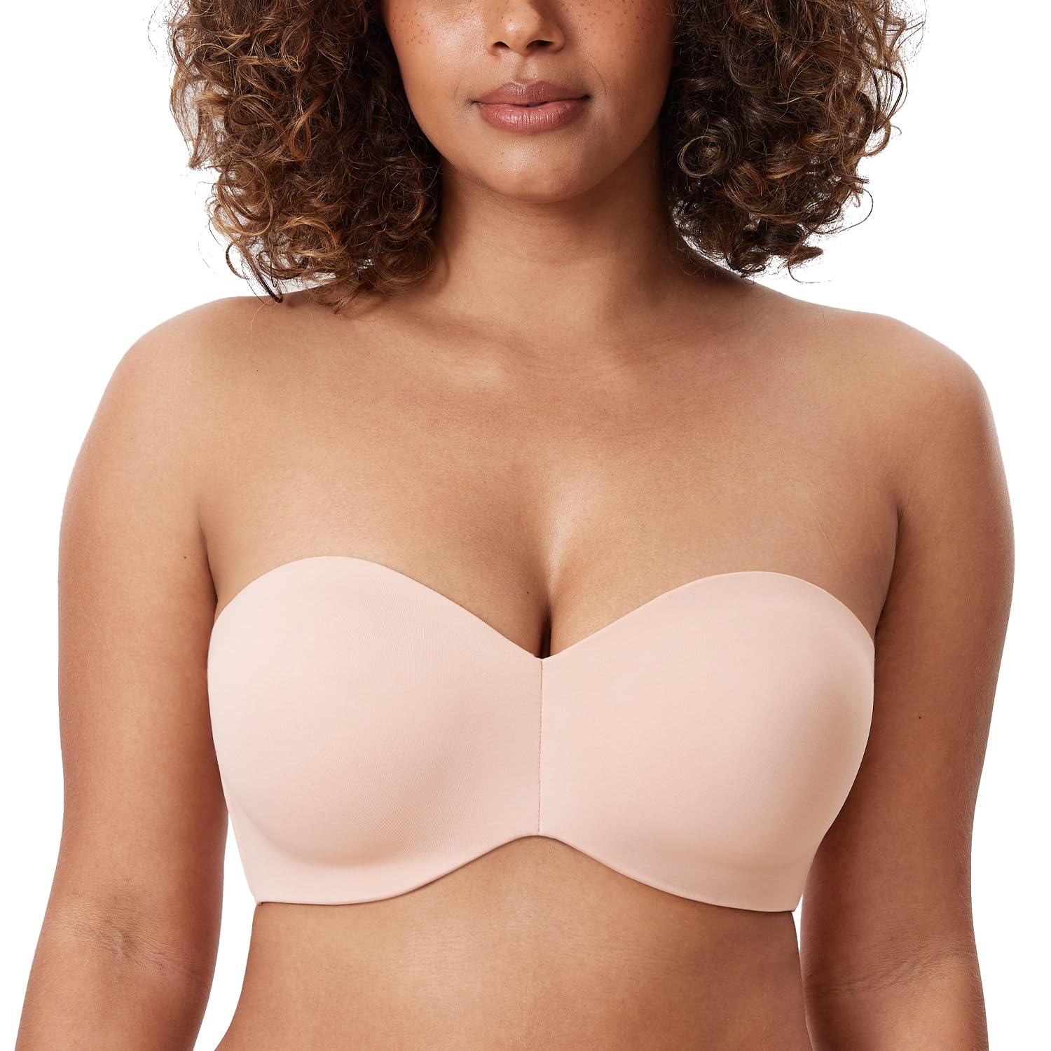 DELIMIRA Women's Strapless Bra Unlined Underwire Minimizer Plus Size Support