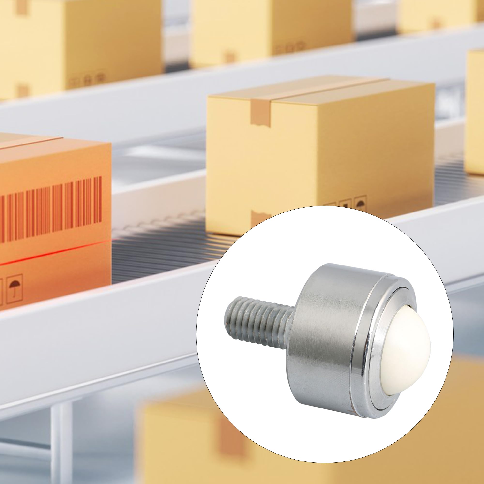 Roulement à billes en acier et nylon de 25 mm - Roulement de transfert en métal - Rouleau de convoyeur M12 x 25 mm - Roulette à tige filetée - Charge maximale : 120 kg