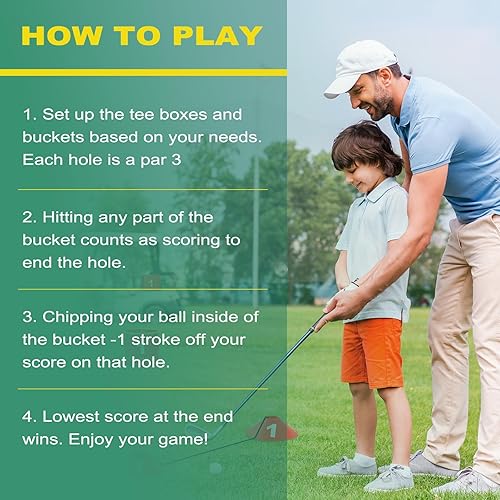 Miniatura 9 de Juego de cubo de golf para patio trasero, cubo de 9 agujeros, juego de golf con luz LED y banderas de golf para adultos y niños, para interiores y