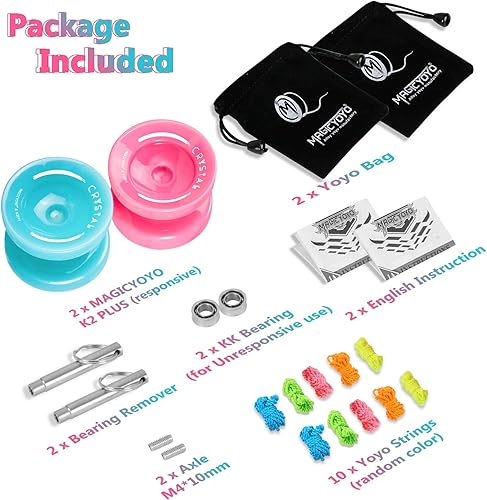Miniatura 7 de YOSTAR K2 Plus Yoyo sensible a los cristales para niños, yoyo de doble propósito para principiantes, rodamiento de repuesto que no responde para