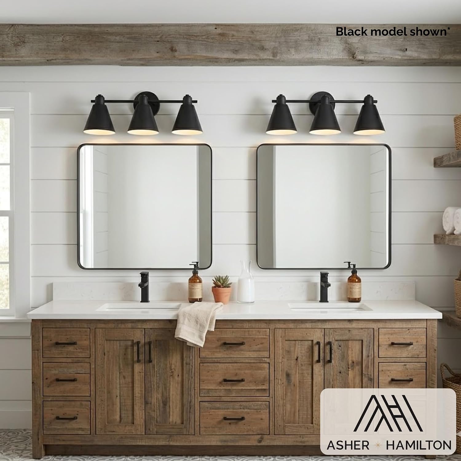 Asher Hamilton AHV-104BNCL 3 Light Boden Vanity Light | Three E26 Medium Base Bulbs Required Sold Separately | 60 Watt Max Per Bulb | Damp Rated | Brushed Nickel Finish | Clear Glass Shades