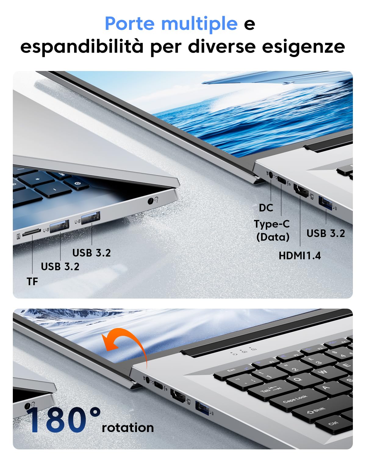 ACEMAGIC 18.5 PC Portatile 16GB RAM | Batteria 8000 mAh,SSD 512GB,Notebook Computer Portatile e PC Portatile per Ufficio e Intrattenimento, 4 Core 4 Threads