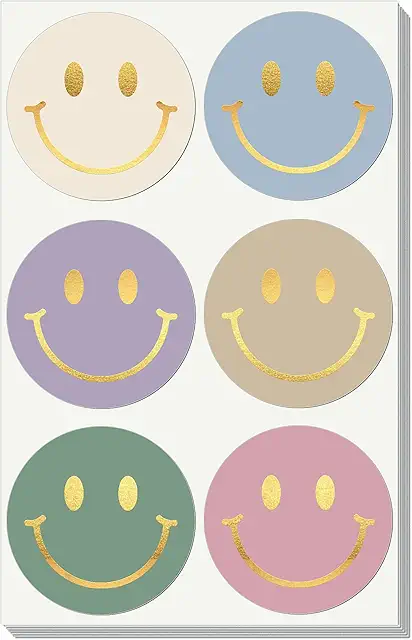 Smiley Sticker Set mit Goldfolie – 60 bunte Aufkleber für Schule & DIY (Klistermærker Smiley)