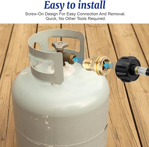 Miniatura 5 de Adaptador de tanque de propano de latón que convierte la válvula de servicio de tanque POL LP en manguera QCC1tipo 1 o adaptador de propano