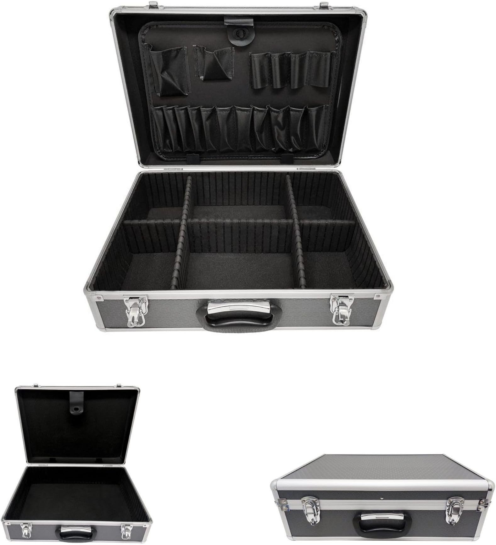 A022 Protective Carry Flight Case Lockable Electricians Durdable storage box with adjustable and removable inserts and storage L 460mm x W 340mm x H 115mm