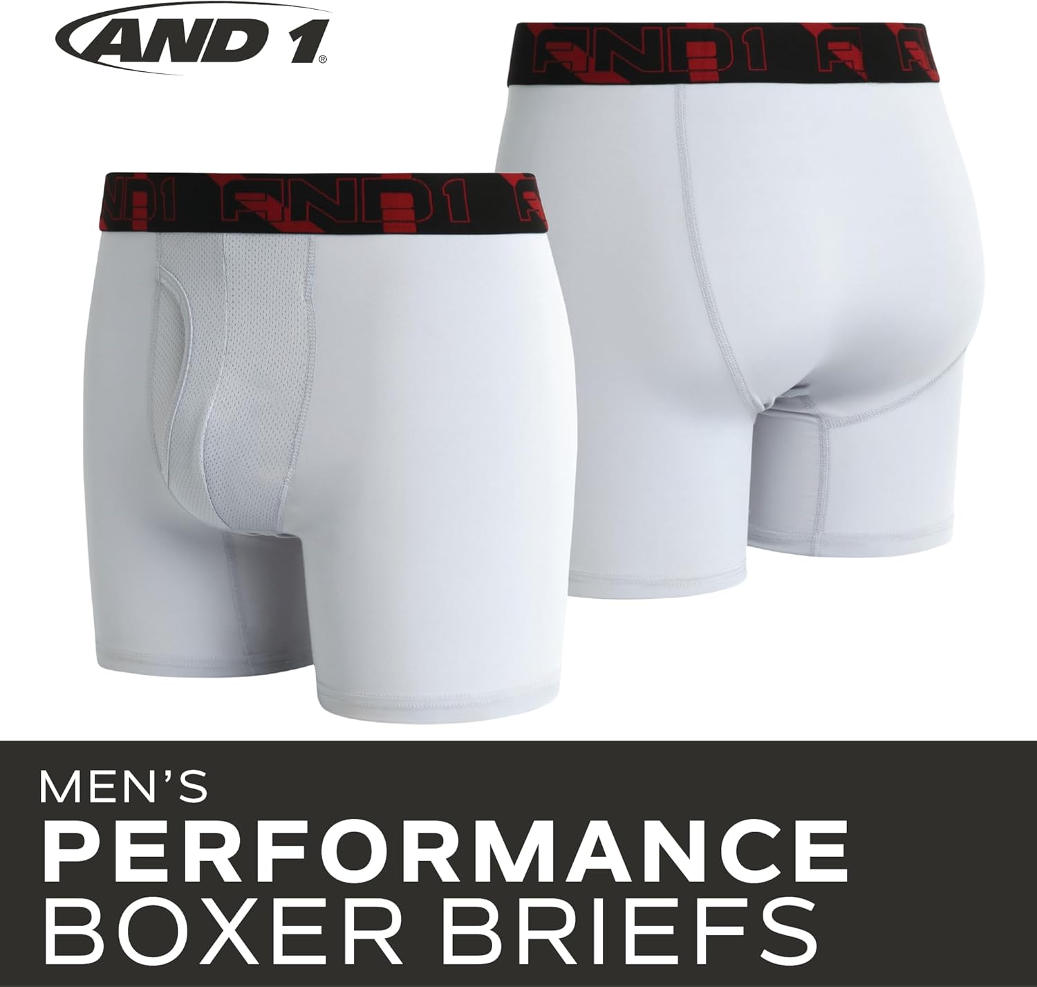 AND1 Mens Boxer Briefs - 6 Pack Platinum Performance Mens Boxers with Fly Pouch - Underwear Boxers for Men, 6" Inseam - Image 3