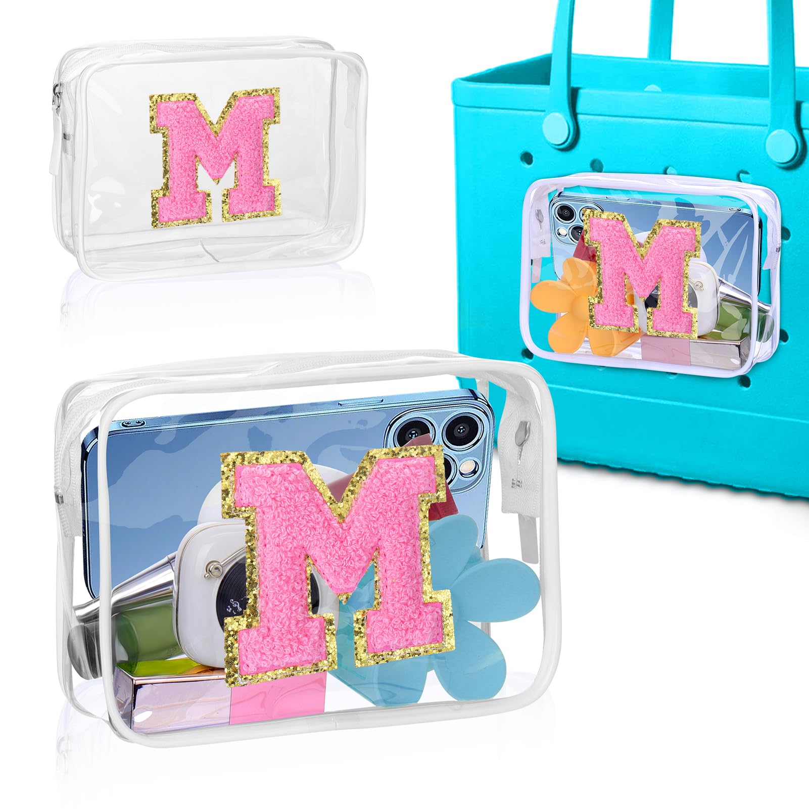 AIERSAAIERSA Phone Holder with Letter Charms for Bogg Bag Accessories, Clear Insert Wallet Organizer for Bogg Bag for Simply Southern Bag Original All Models Beach Tote Bags