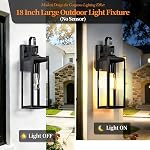Grandes lumières murales extérieures de 18'' 2-Packs, Moderne extérieur noir luminaires, étanche extérieur sconces lumière de porc pour la maison mur Mount, ferme mur lanternes pour porte avant, Garage