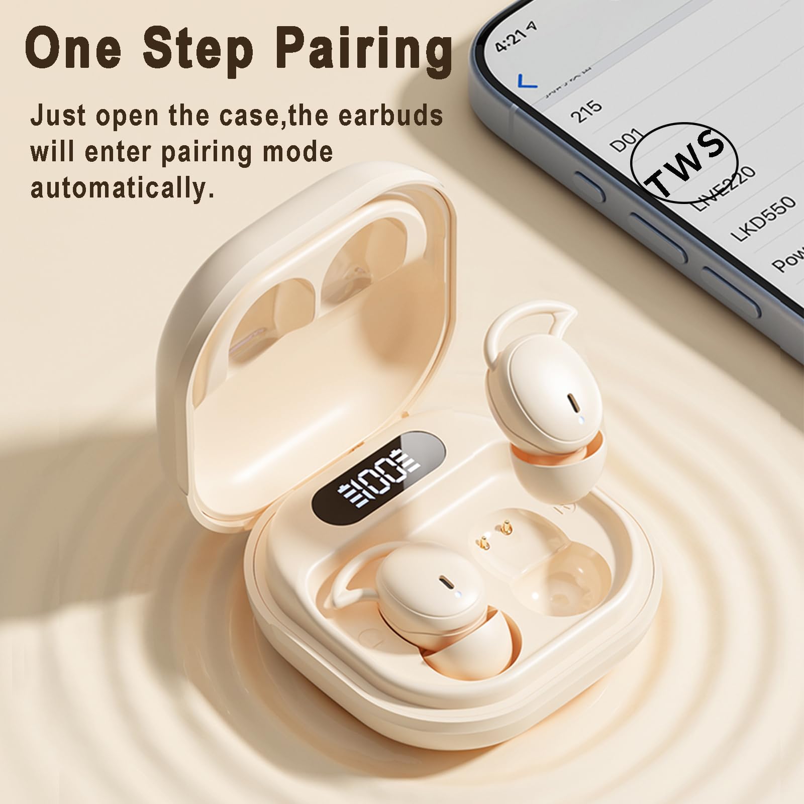 Auriculares inalámbricos para dormir, Bluetooth 5.3, para dormir de lado, reproducción de 32 horas, bloqueo de ruido, impermeables, pequeños auriculares intrauditivos