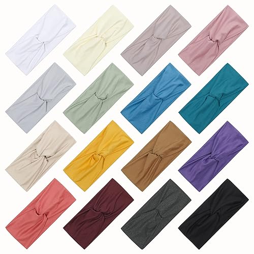 jollybows 16 diademas para mujer, bandas elásticas para el cabello, para yoga, correr, accesorios para el cabello antideslizantes para niñas (color