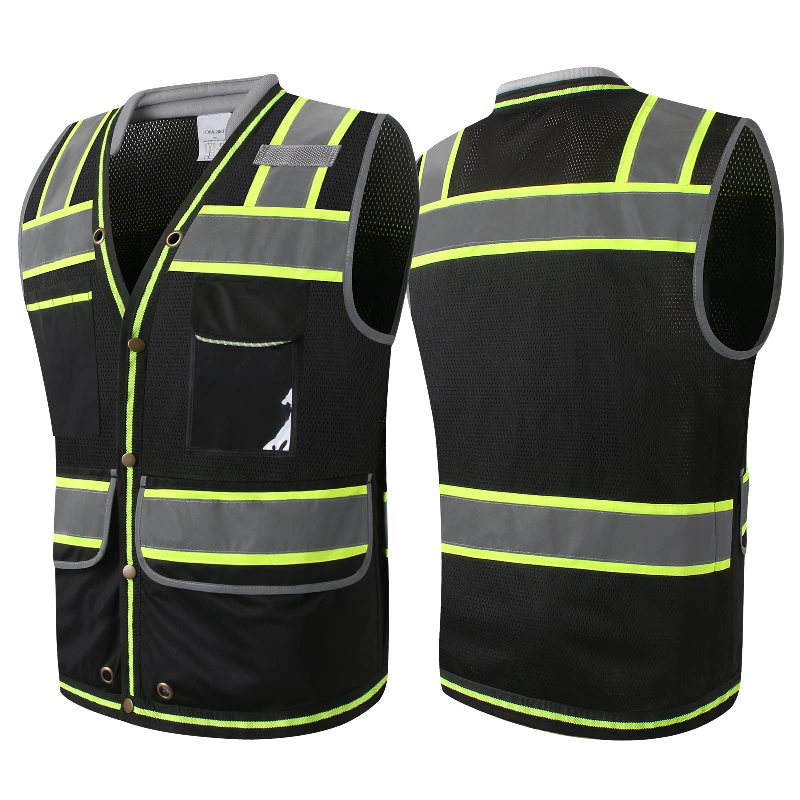 LOHASPRO Safety Vest High Visibility - Mesh Reflective Vest with Pockets & Zipper for Men Women,ANSI/ISEA Standard