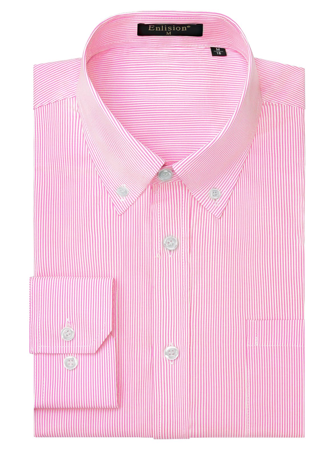 Enlision Camisa de Vestir Manga Larga para Hombre Camisas de Rayas con Botones Regular Fit