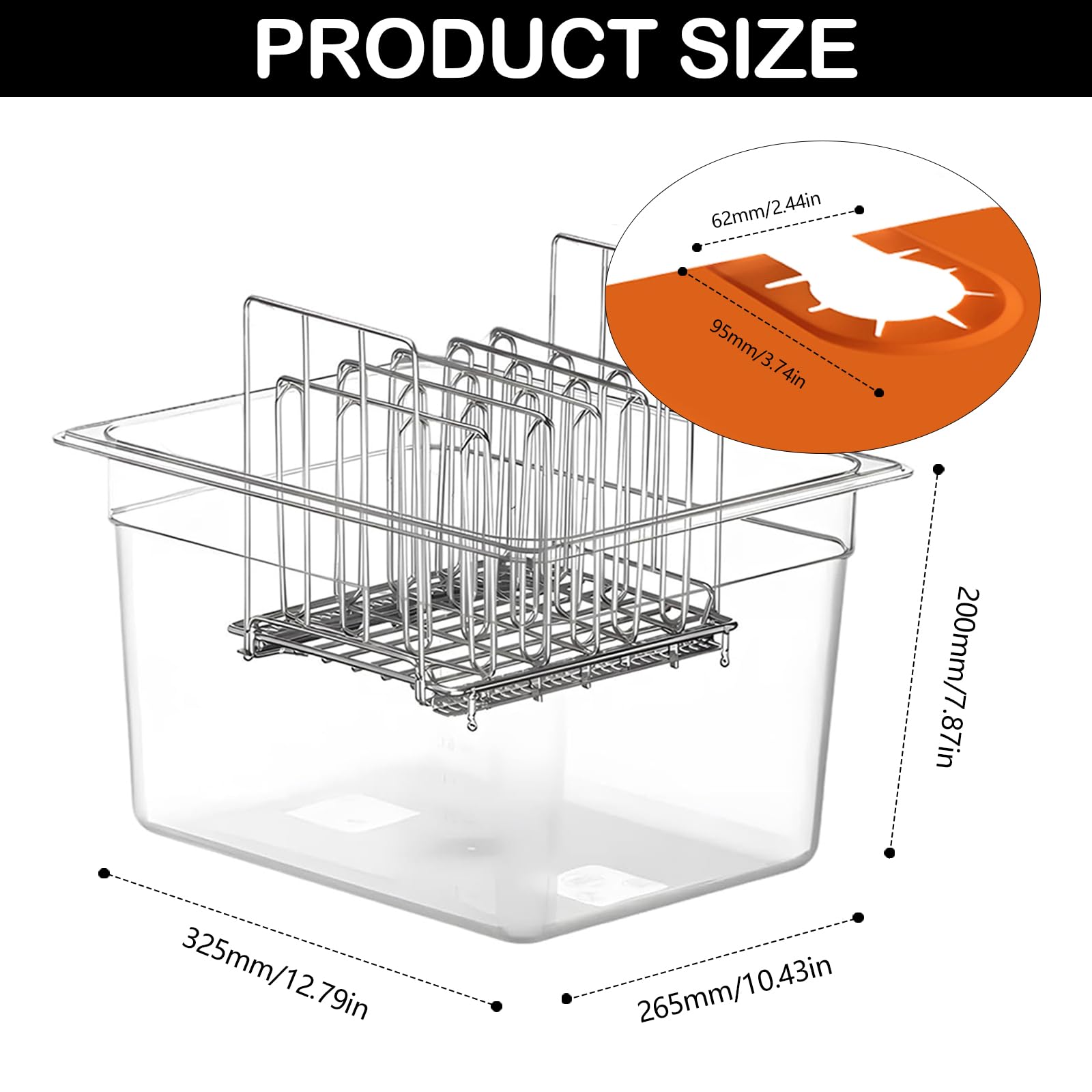 Recipiente Sous Vide Lenta con Tapa y Estante Recipiente Sous Vide Contenedor 12L para Adaptarse a la mayoría de Las Sous Vide Roner Cocina