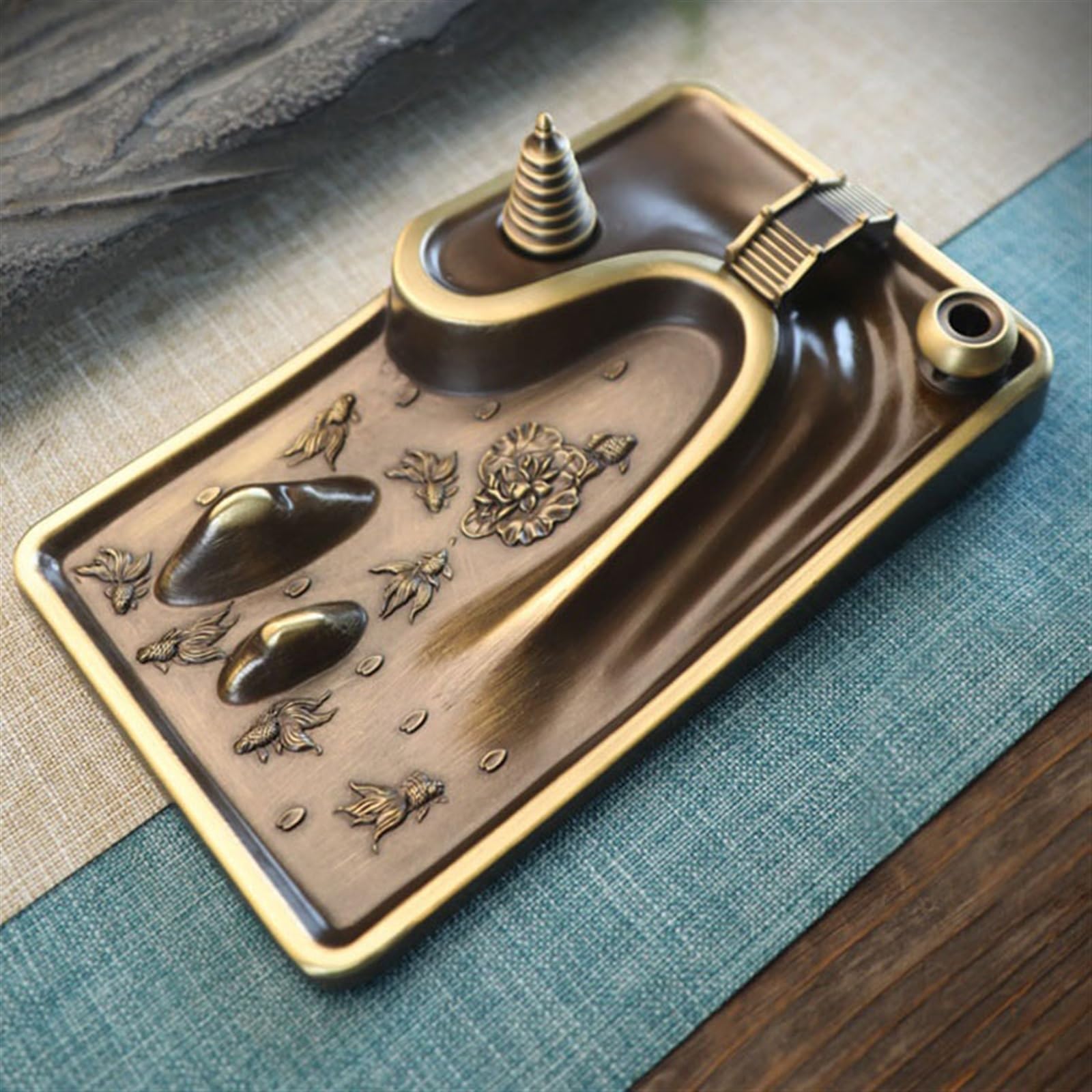 Elegante Quemador de Incienso reflujo Cobre Retro Alta Gama, Quemador Zen Multifuncional, decoración Escritorio for Oficina Estudio Incensario