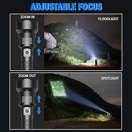 Miniatura 3 de Linterna LED recargable de 5000 lúmenes, linterna de mano impermeable súper brillante, 3 modos (altomedioestroboscópico) para campamento,