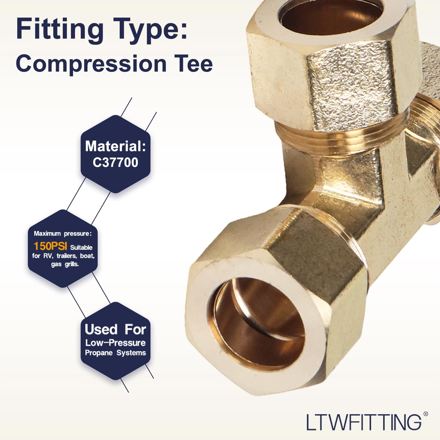 Tee a compressione generico, raccordo a compressione in ottone