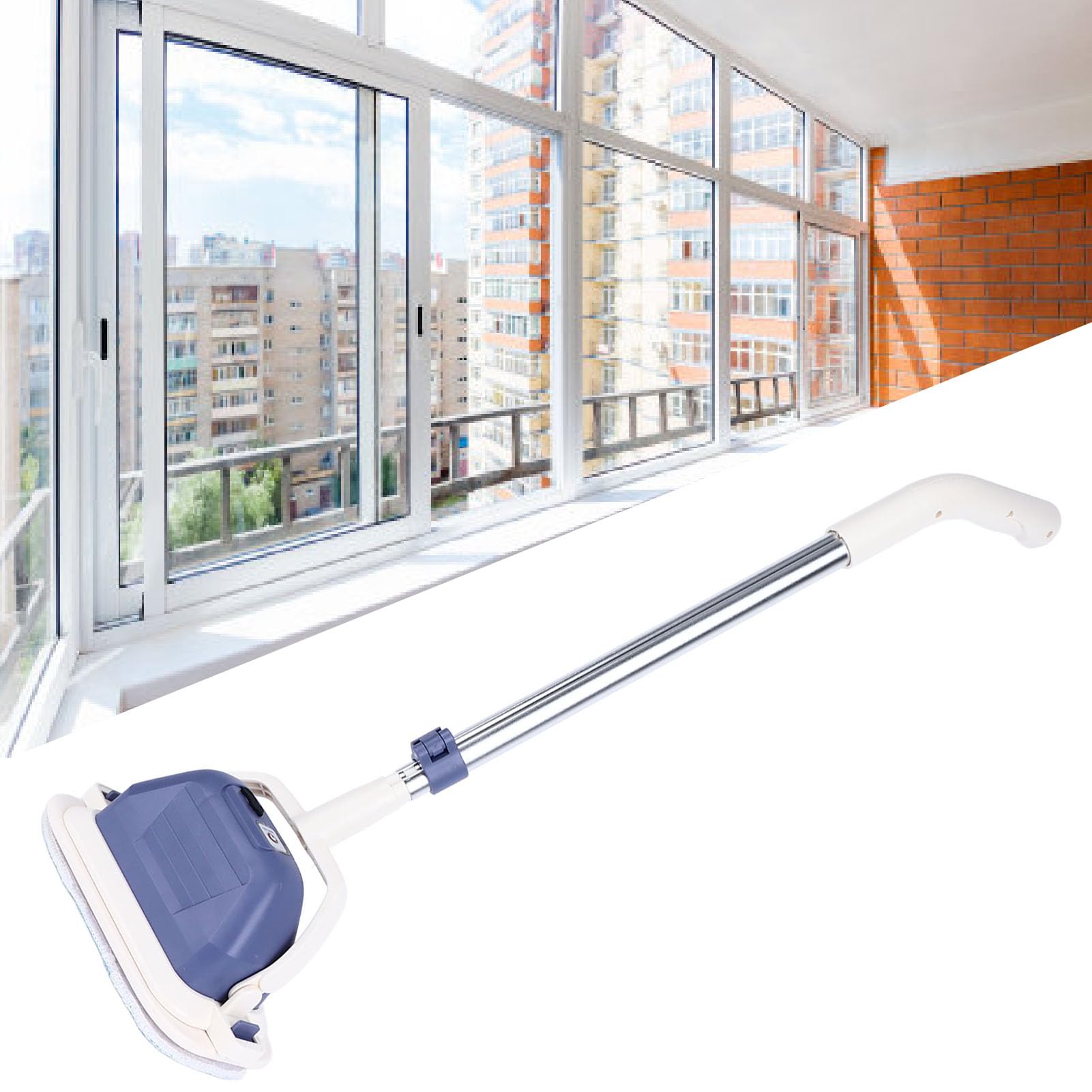 Window Cleaner, Electric Glass Cleaning Tool 2 in 1 Electric Glass Scubber with Extension Pole for Indoo Outdoor Car Glass