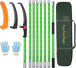 SMONTER 26Ft Tree Pruner Pole Saw for Tree Trimming Manual Branches Trimmer Extendable Pole Saw Cutting Set Garden Tools